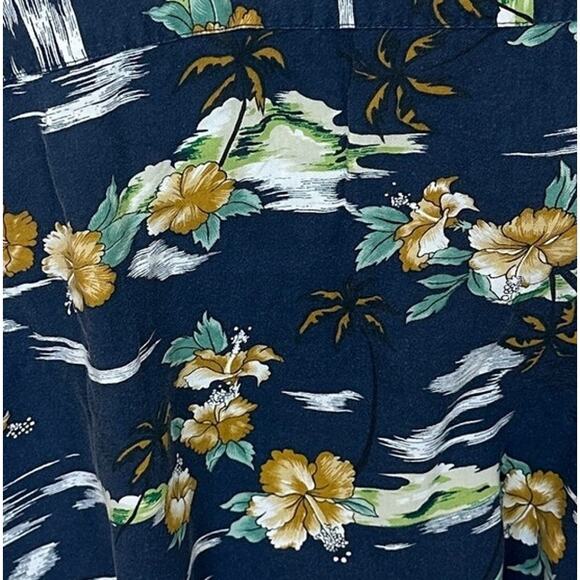 Hawaiian Shirt Button Down Crop Top One Size Boxy Coconutgirl Hibiscus Oversized - Picture 2 of 6